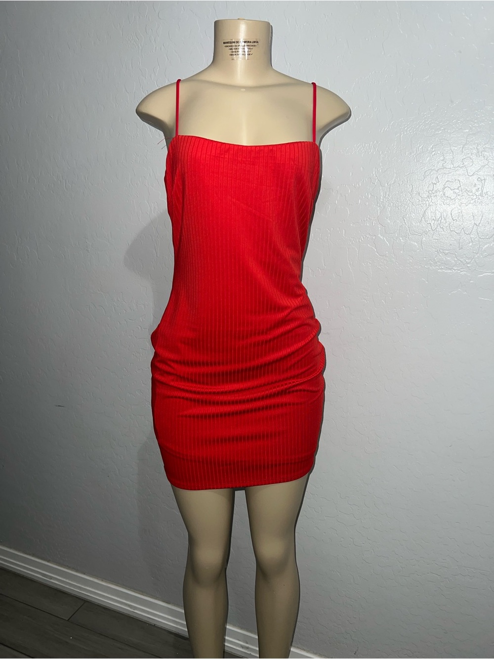Heart & Hips Red Ribbed Spaghetti-Strap Mini